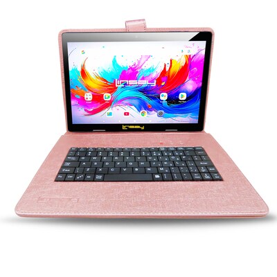 Linsay F10 Series 10.1" Tablet, Wi-Fi, Octa Core, 256GB eMMC, Android 15, with Purple Unique Oracle Keyboard Case & Briefcase