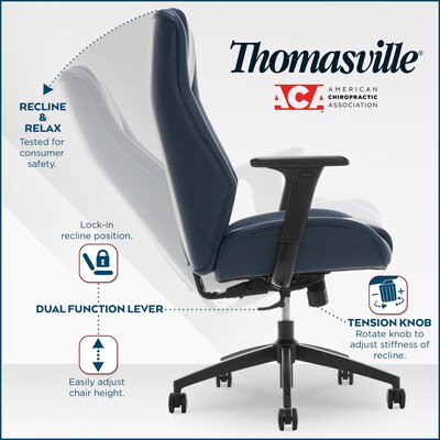 Thomasville Furniture Darius Ergonomic Bonded Leather Swivel Executive Chair, Navy (51490-NVY)