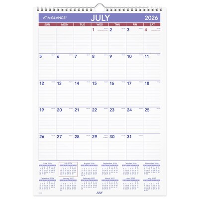 2026-2027 AT-A-GLANCE 12 x 17 Academic Monthly Wall Calendar, Purple/Red (PMA2-28-27)