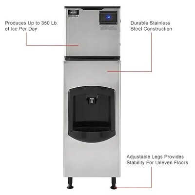 Global Industrial Nexel Ice Dispenser w/ Ice Machine & Bin, Air Cooled, 350 lbs. Production/24 Hours (243319)