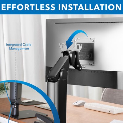 Mount-It! Adjustable Freestanding Single Monitor Arm with Height Adjustment, 17"–32", Black (MI-2757)