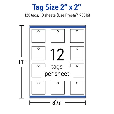 Avery 2" x 2"  Blank Price & Merchandise Tags, White, 120/Carton (95316-GWT10)