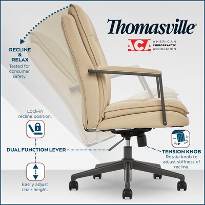 Thomasville Furniture Upton Ergonomic Bonded Leather Swivel Manager Chair, Cream (51421-CRM)