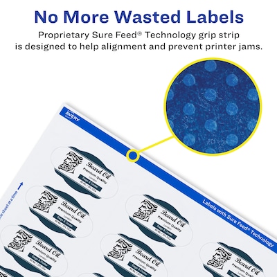 Avery Laser/Inkjet Decorative Edge Waterproof Multipurpose Labels, 2.25"  x 1.125", White, 210/Pack (94061)
