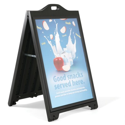 Azar Poster Holder, 26.77 x 44.7, Vertical, A-Frame, Black, Plastic (300244-BLK)