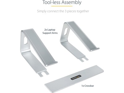 StarTech 10.2" x 10.2" Aluminum Laptop Stand, Silver (LAPTOP-STAND-SILVER)