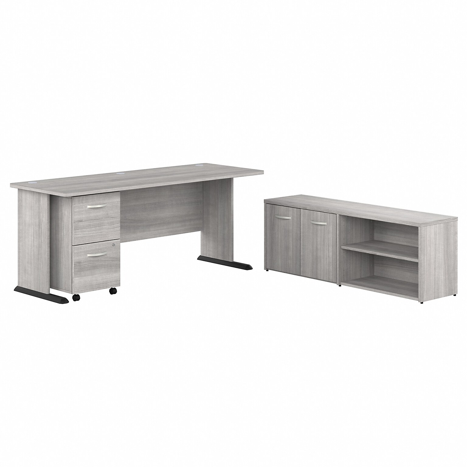Bush Business Furniture Studio A 72W Computer Desk with File Cabinet and Storage Cabinet, Platinum Gray (STA007PGSU)