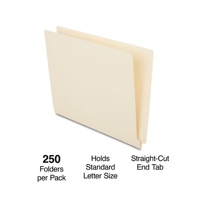 Staples® Reinforced End Tab File Folders, Straight Cut, Letter Size, Manila, 250/Box (TR56685)