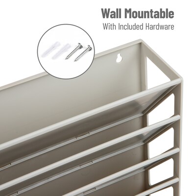 Mind Reader 5-Compartment Mountable Plastic Vertical File Storage, Beige (WALLANCH-BEI)