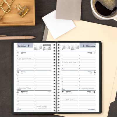 2027 AT-A-GLANCE DayMinder 5" x 8" Weekly Appointment Book, Faux Leather Cover, Black (G200-00-27)