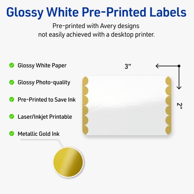 Avery Laser/Inkjet Rectangle Multipurpose Labels, 2 x 3, White, 80/Pack (S00-DJY)