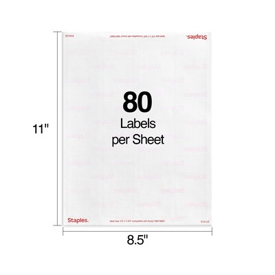 Staples® Laser/Inkjet Address Labels, 1/2" x 1 3/4", Clear, 80 Labels/Sheet, 25 Sheets/Pack, 2000/Box (ST18087/18087)