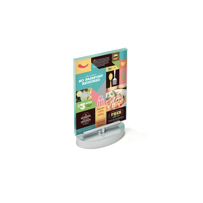 Azar Sign Holder, 4" x 6", Vertical, Table Top, Silver, Acrylic, 2/Pack (252940)