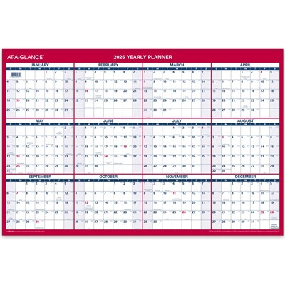 2026 AT-A-GLANCE 36 x 24 Yearly Wall Calendar, Reversible, White/Red (PM212-28-26)
