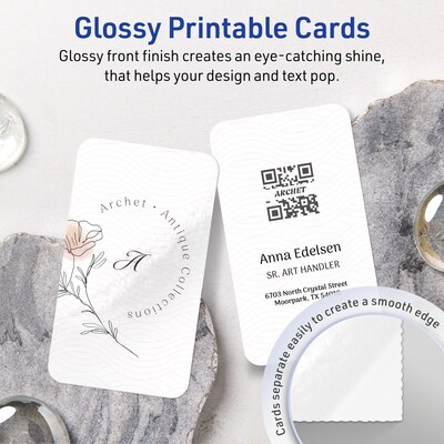 Avery Business Cards, 2 x 3-1/2, Glossy White, 400/Box (95320)