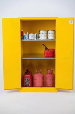FireKing Flammable Liquids Storage Cabinet, 45 gal, Automatic Close, Yellow (SC45-AC-Y)