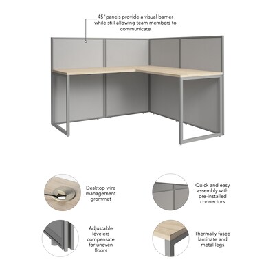 Bush Business Furniture Easy Office 45"H x 60"W L-Shaped Cubicle Panel Workstation, Natural Elm (EOD360NE-03K)