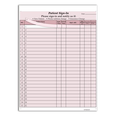 Cosco Patient Confidential Sign-In Forms, 3-Part, 125 Forms/Pack (074041)