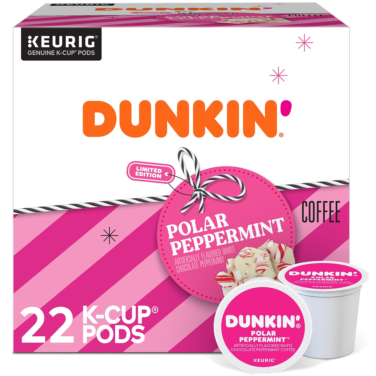Dunkin Polar Peppermint White Chocolate Coffee Keurig® K-Cup® Pods, Medium Roast (5000358858)