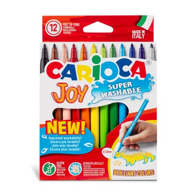 CARIOCA Joy Washable Kids Marker, Fine Tip, Assorted Colors, 12/Pack, 3/Bundle (CRA40614-3)