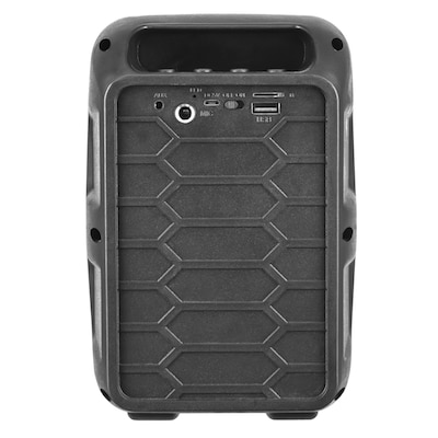 QFX True Wireless Portable Bluetooth Speaker with LED Party Lights, FM Radio & Microphone Input, Charcoal (BT-60-CHR)