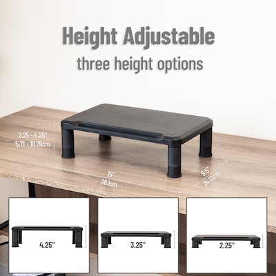 Mind Reader Adjustable Monitor Stand, Black, 2/Pack (2SMPLMON-BLK)
