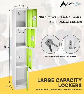 AdirOffice 72H 4-Tier Green Storage Locker (ADI629-204-GRN-DL)