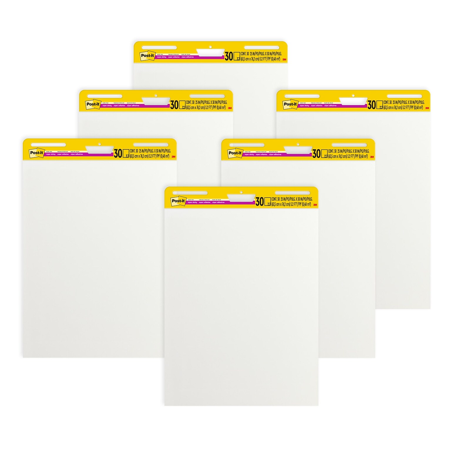 Post-it Super Sticky Wall Easel Pad, 25 x 30, 20 Sheets/Pad, 6 Pads/Pack (559-VAD20-6PK)
