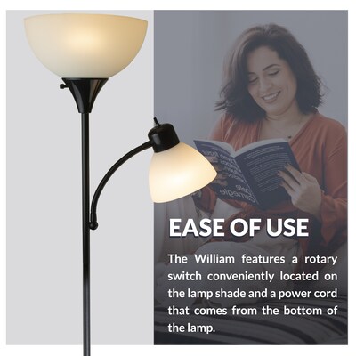 Newhouse Lighting William Double Mother-Son Torchiere Floor Lamp, Black (NHFL-WI-BK)