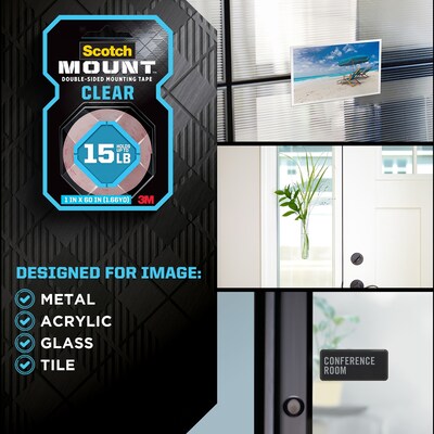 Scotch Indoor Double-Sided Mounting Tape, 1" x 1.66 yds., Clear (410H)
