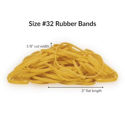 Alliance Pale Crepe Gold Multi-Purpose #32 Rubber Bands, 3" x 1/8", Golden Crepe, 1100/Pack (20325)