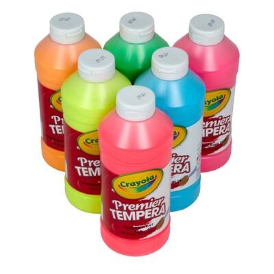 Crayola Premier Tempera Paint, Assorted Fluorescent Colors, 6/Set (BIN542106)