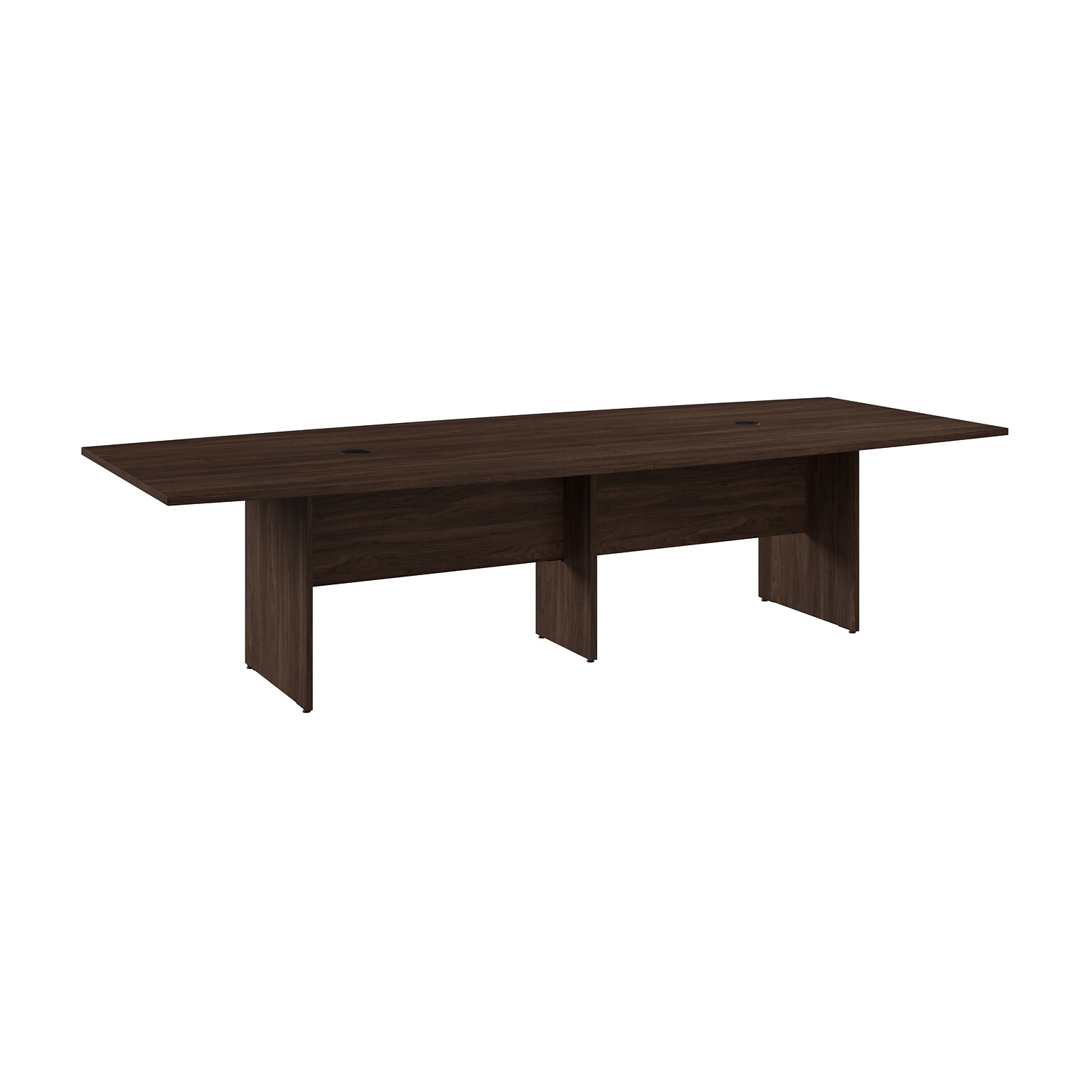Bush Business Furniture 120W x 48D Boat Shaped Conference Table with Wood Base, Black Walnut (99TB12048BWK)