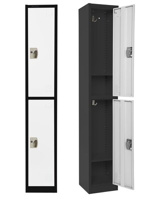 AdirOffice 72 2-Tier Black and White Storage Locker (ADI629-202-B-W)