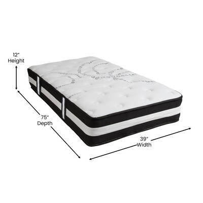 Flash Furniture Capri Comfortable Sleep 12" Hybrid Pocket Spring Mattress, Twin (CLE230PRT)