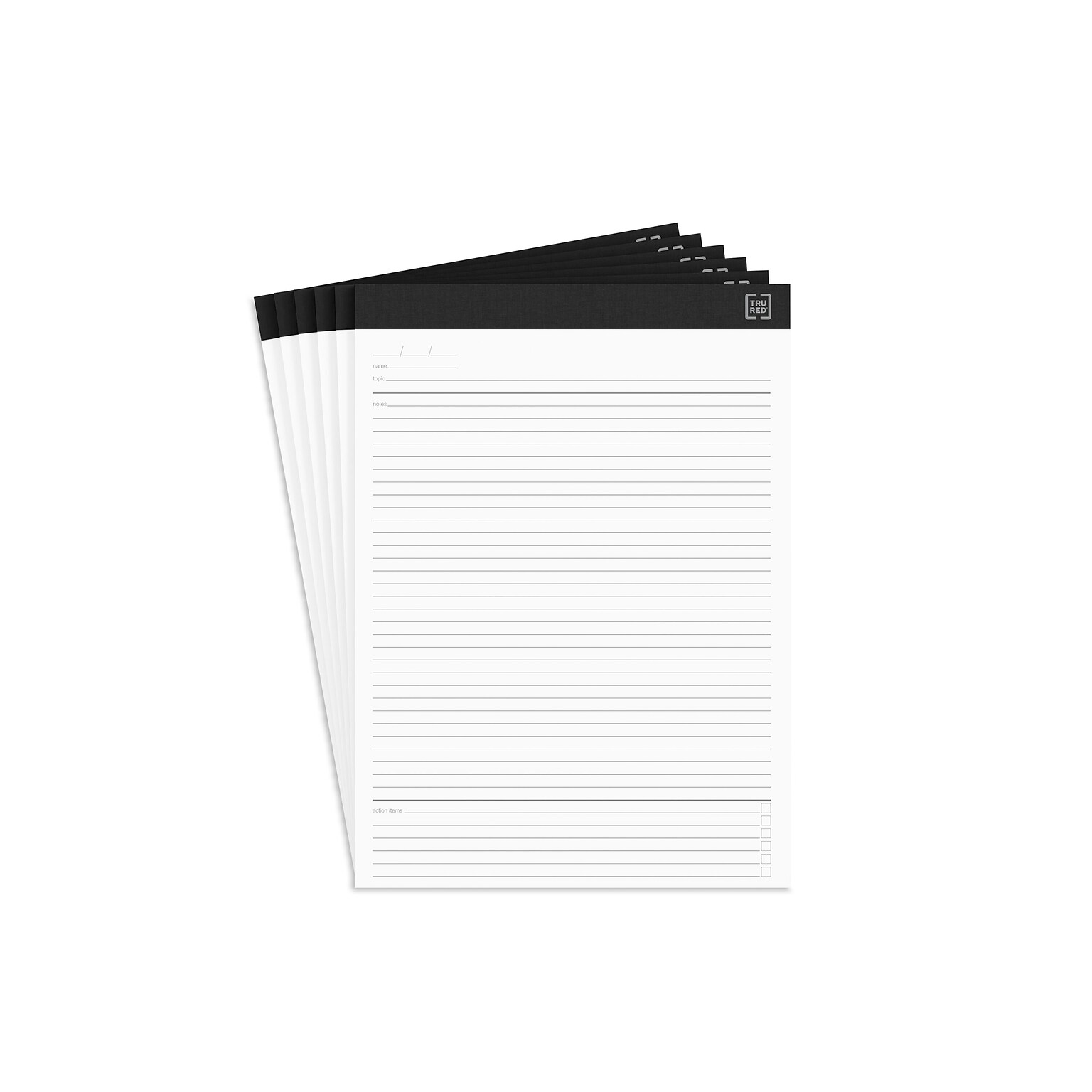 TRU RED™ Notepads, 8.5 x 11.75, Meeting Agenda Format Ruled, White, 50 Sheets/Pad, 6 Pads/Pack (TR57380)