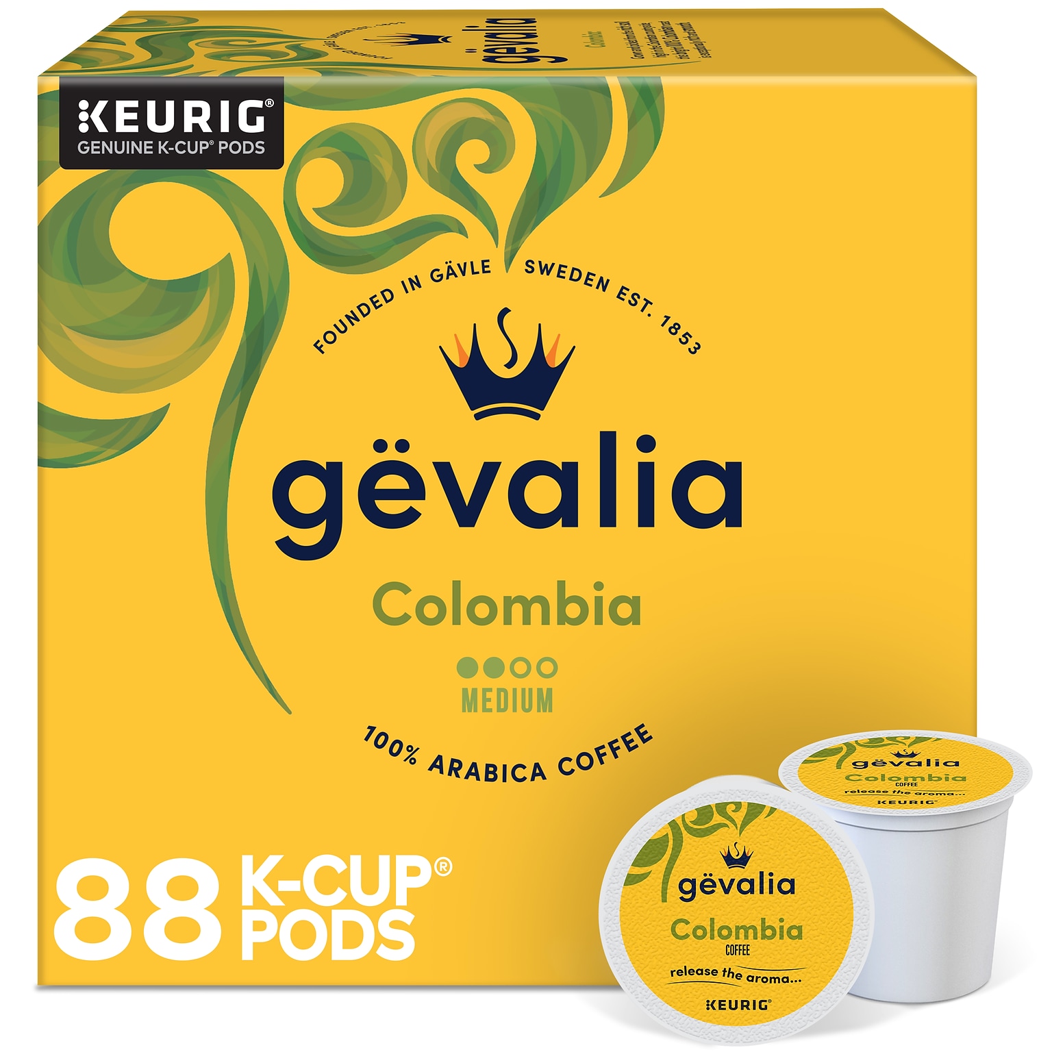 Gevalia Colombia Coffee Keurig K-Cup Pods, Medium Roast, 88/Box (5304CT)