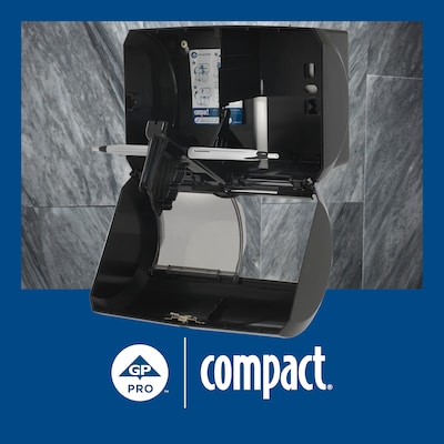 Compact 2-Roll Side-by-Side Coreless Toilet Paper Dispenser by GP PRO, Black (56784A)