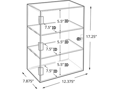 Azar 12.38W Lockbox Countertop Display Case, Clear, Each (255412)