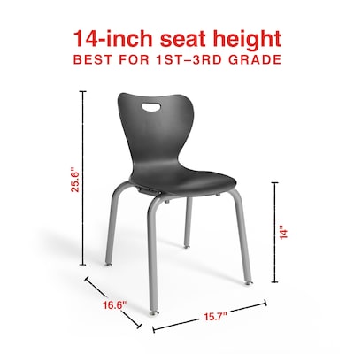 Staples Polypropylene 14" Student Chair, Black, 4/Box (ST63542)