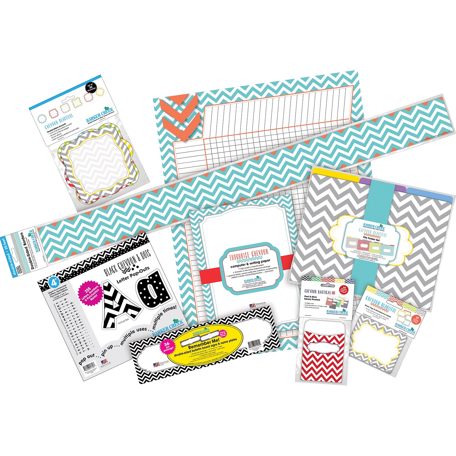 Barker Creek Chevron Beautiful Designer Bulletin Board Set (BCP-3581)