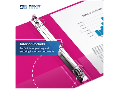 Davis Group Premium Economy 2" 3-Ring Non-View Binders, Pink, 6/Pack (2313-43-06)