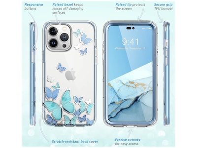 i-Blason Cosmo Bluefly Case for iPhone 14 Pro Max (iPhone2022Pro-6.7-Cosmo-SP-Bluefly)