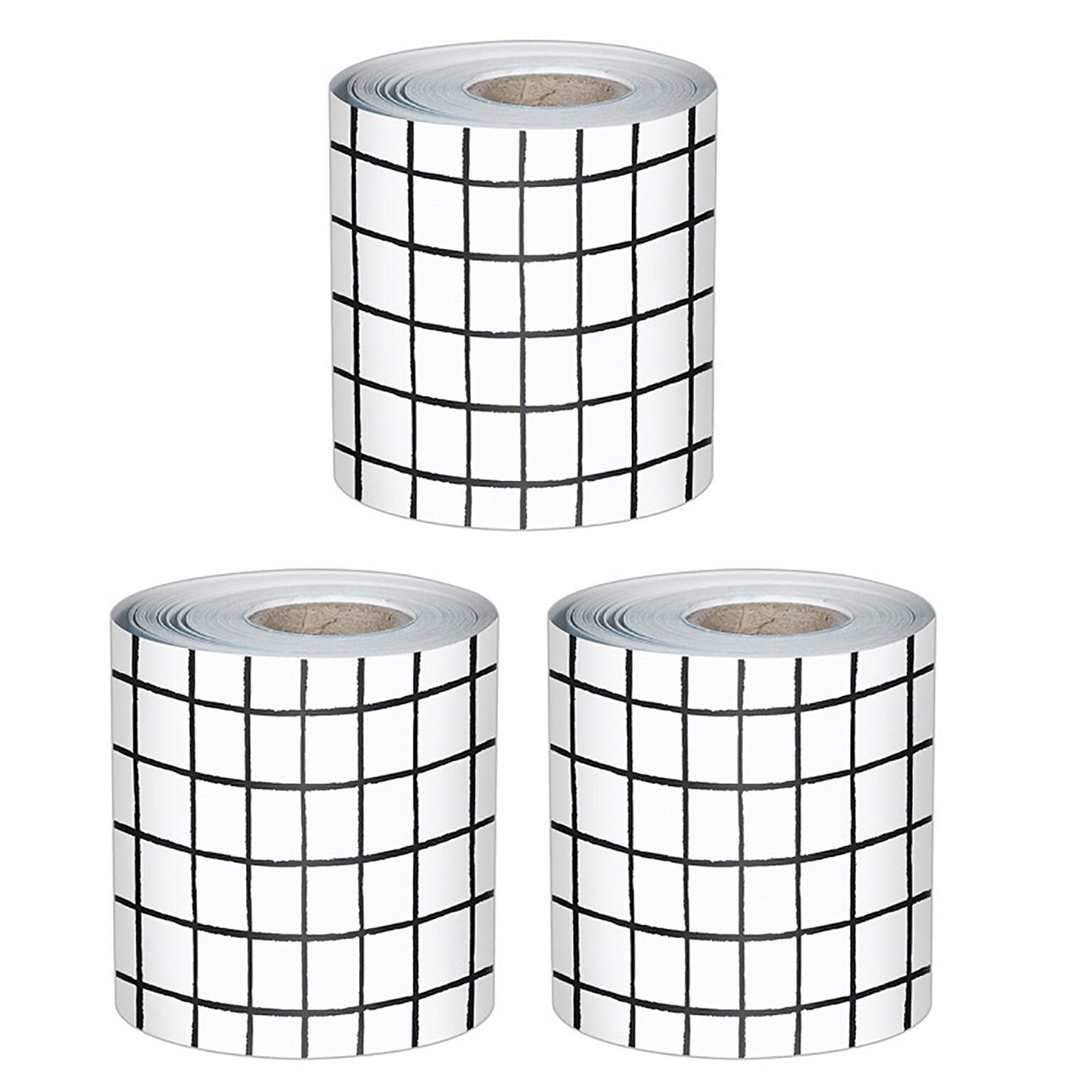 Carson-Dellosa Happily Ever Elementary Straight Bulletin Board Borders, Black & White Grid, 3/Bundle (CD-108512-3)