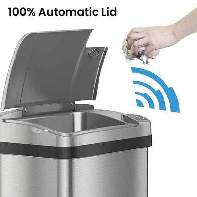 iTouchless Stainless Steel Bathroom Sensor Trash Can with AbsorbX Odor Control System and Fragrance, Silver, 4 Gal. (MT04SS)