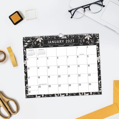 2027 Blue Sky 15" x 12" Monthly Wall Calendar, Black/White (160999)