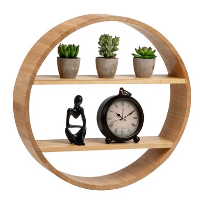 Mind Reader 2-Shelf Wall Decor Circular Floating Shelves, Brown (WWALLCIR-BRN)