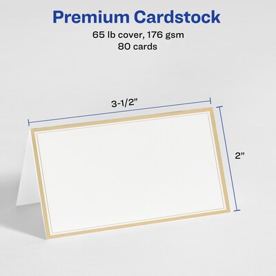Avery 2" x 3.5" White/Gold Matte Table Tent, Laser/Inkjet, 80 Cards/Pack (3328)