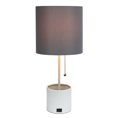 Creekwood Home 18.5 LED Table Lamp with USB Port, White/Gray (CWT-1007-GW)