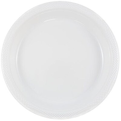 JAM Paper 7 Plastic Plates, White, 80/Pack (7255320690g)